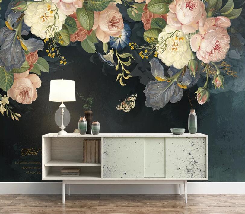 3D Vintage Flower WC1546 Wall Murals