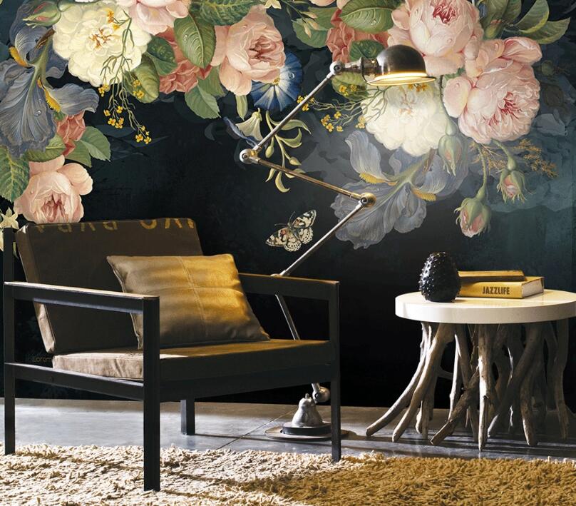 3D Vintage Flower WC1546 Wall Murals