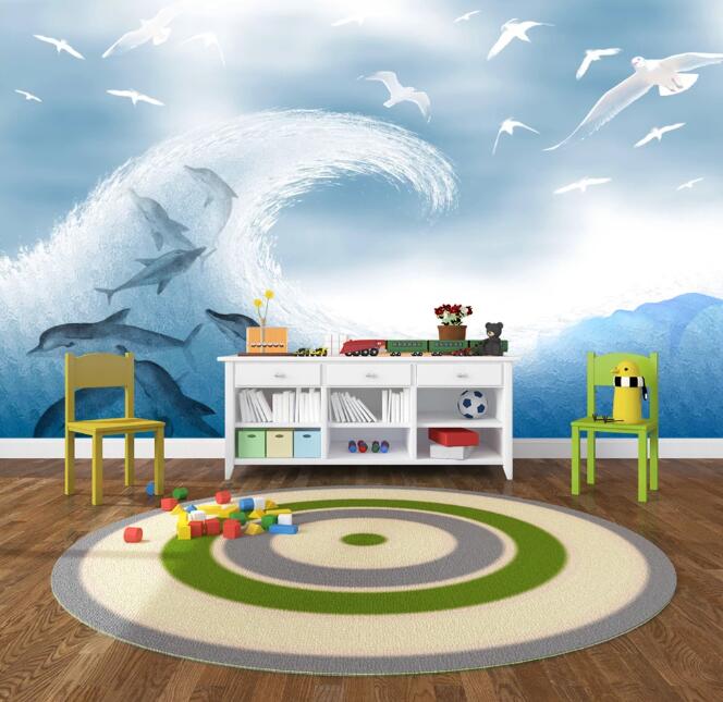 D Wave Dolphin WC08 Wall Murals Wallpaper AJ Wallpaper 2