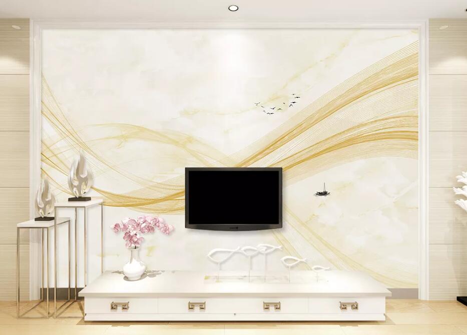 3D Yellow Wave WC06 Wall Murals Wallpaper AJ Wallpaper 2