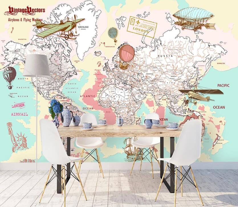 3D Helicopter Map WC1537 Wall Murals