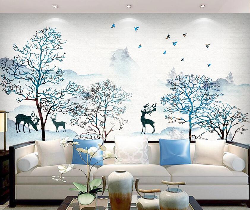3D Deer Forest WC48 Wall Murals Wallpaper AJ Wallpaper 2