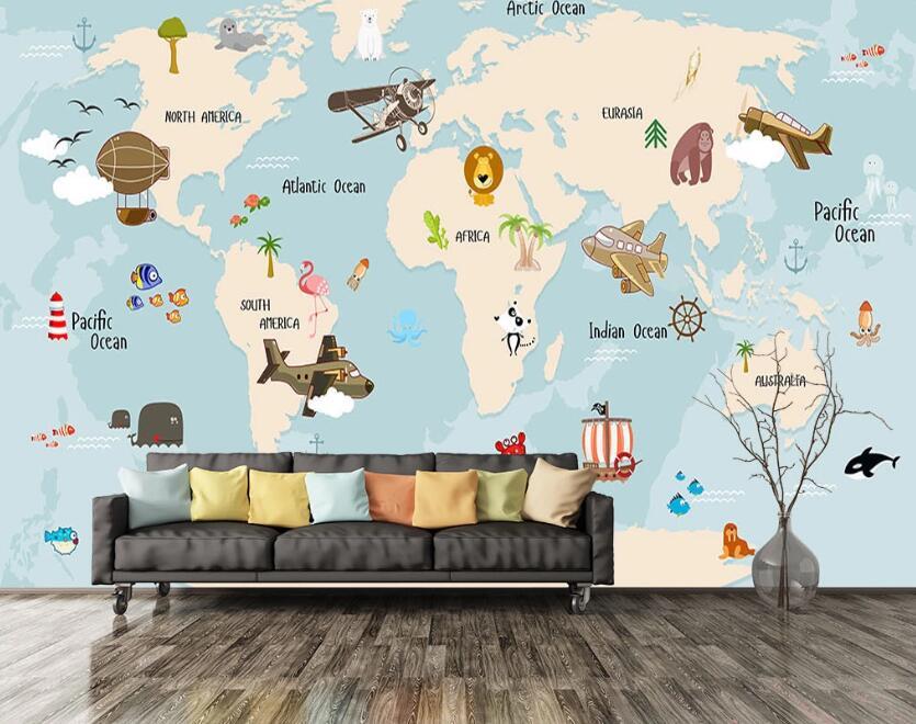 3D Animal Map WC40 Wall Murals Wallpaper AJ Wallpaper 2