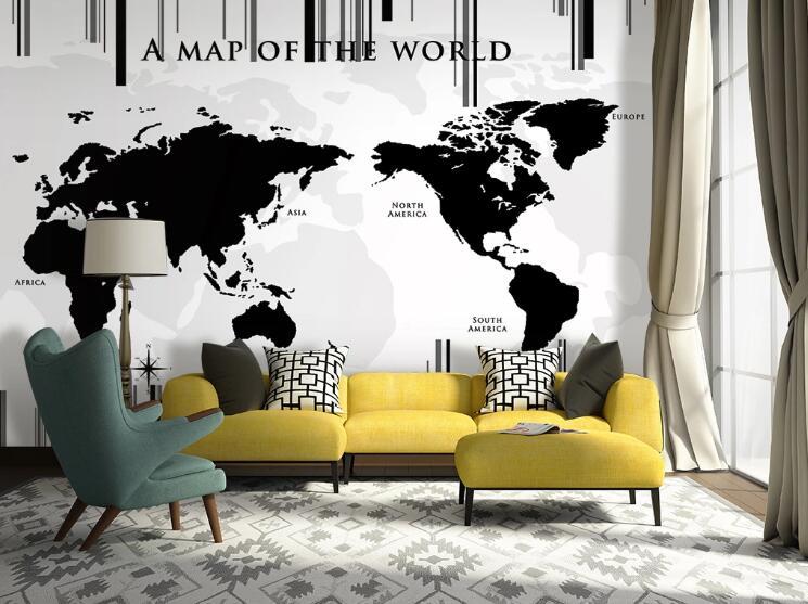 3D Black Map WC39 Wall Murals Wallpaper AJ Wallpaper 2
