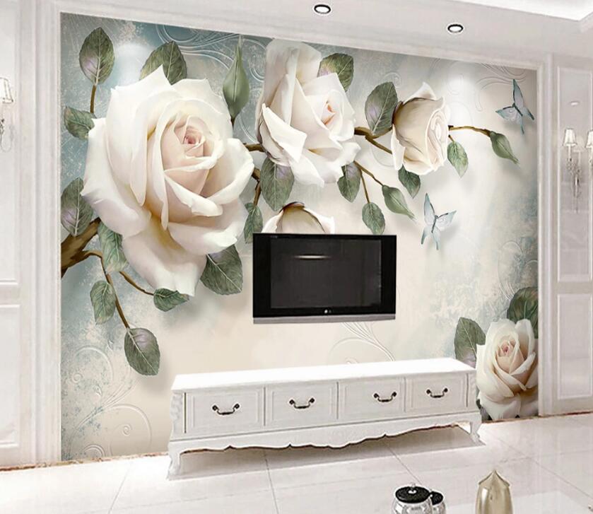3D White Rose WC35 Wall Murals Wallpaper AJ Wallpaper 2