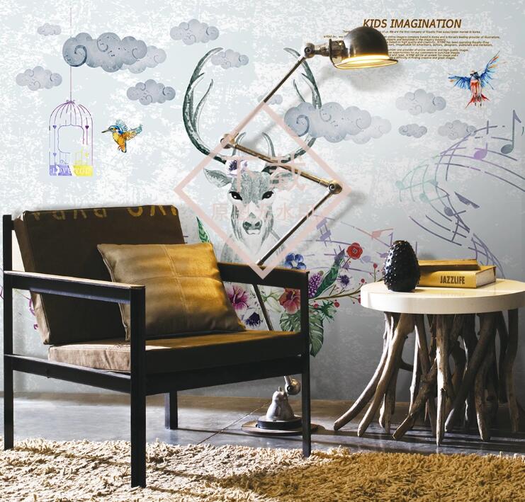 3D Elk Flowers WC33 Wall Murals Wallpaper AJ Wallpaper 2