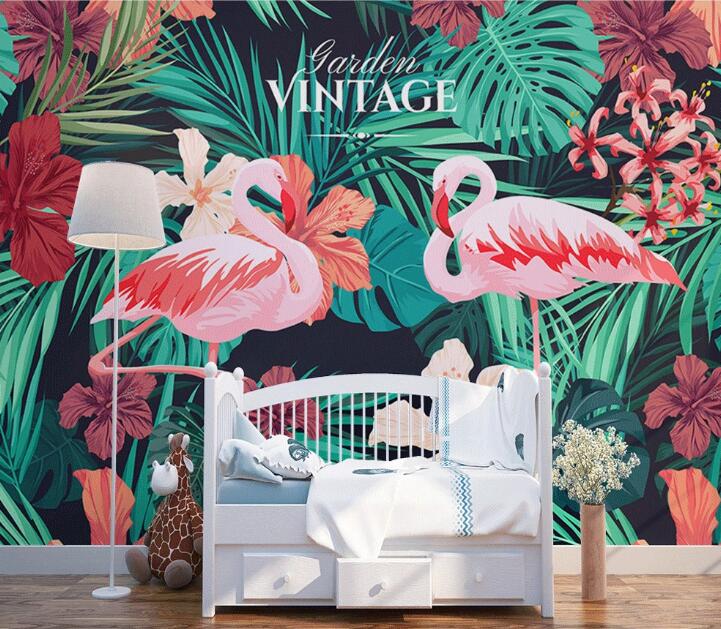 3D Flower Flamingo WC1517 Wall Murals