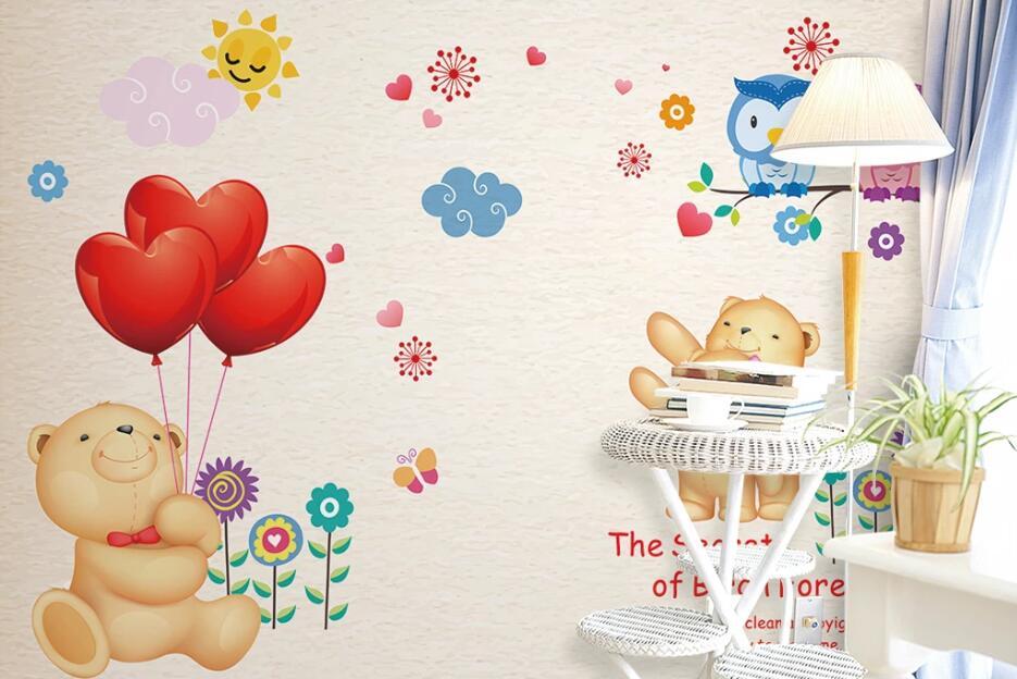 3D Bear Balloon WC18 Wall Murals Wallpaper AJ Wallpaper 2