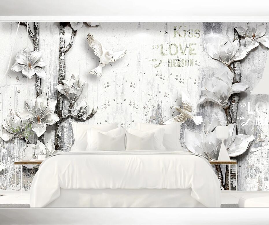 3D White Petals WC08 Wall Murals Wallpaper AJ Wallpaper 2