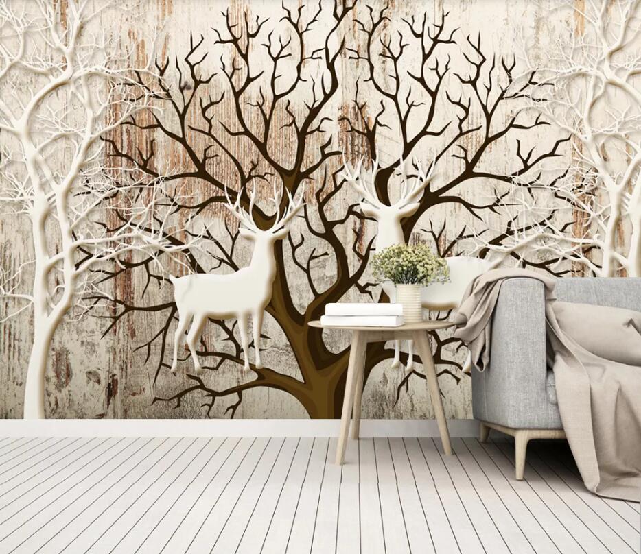 3D Embossed Deer WC1495 Wall Murals