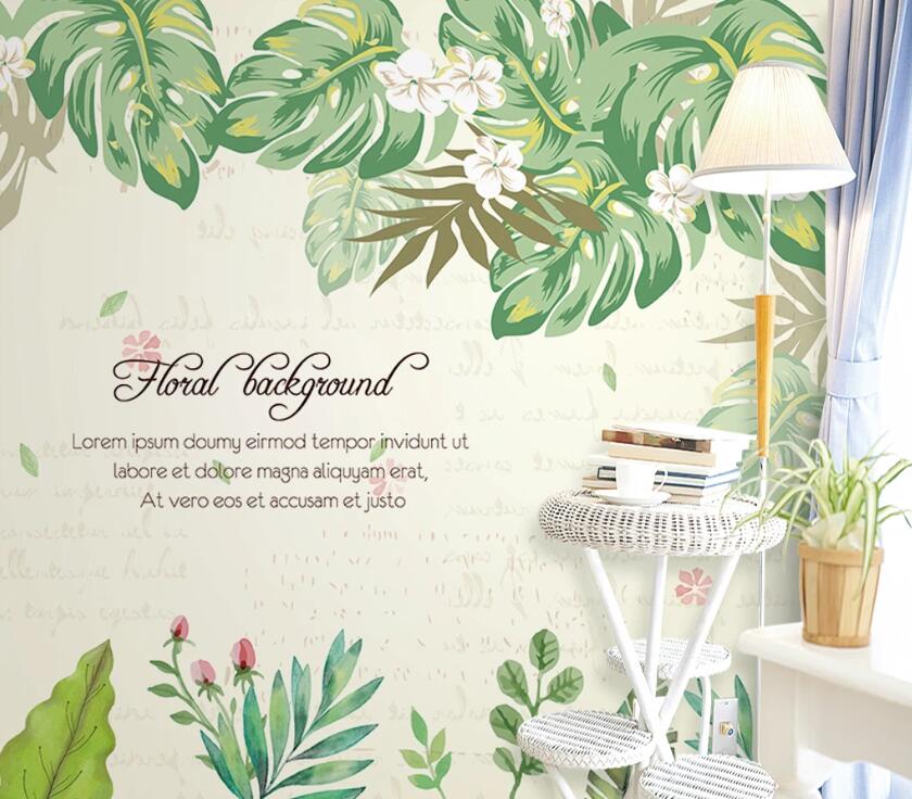 3D Green Leaf WC02 Wall Murals Wallpaper AJ Wallpaper 2