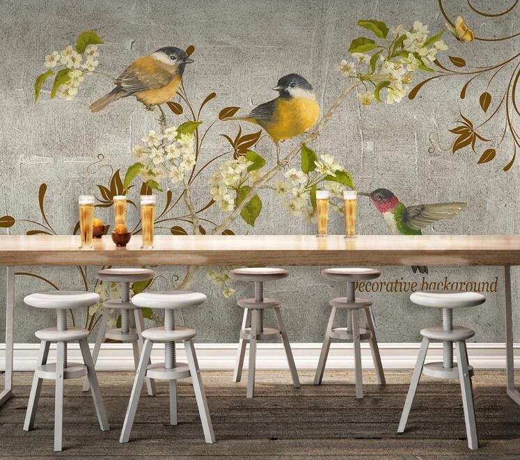 3D Bird Butterfly WC94 Wall Murals Wallpaper AJ Wallpaper 2