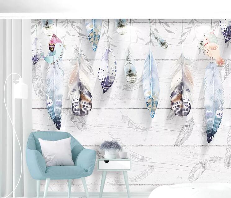 3D Colored Feather WC91 Wall Murals Wallpaper AJ Wallpaper 2