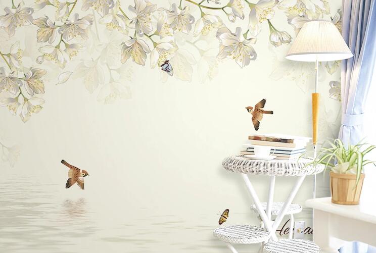 3D Flower Butterfly WC84 Wall Murals Wallpaper AJ Wallpaper 2