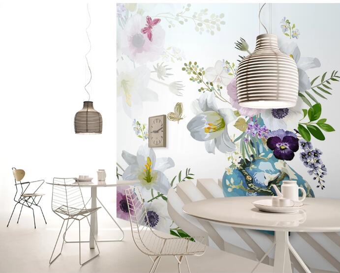 3D Flower Butterfly WC81 Wall Murals Wallpaper AJ Wallpaper 2