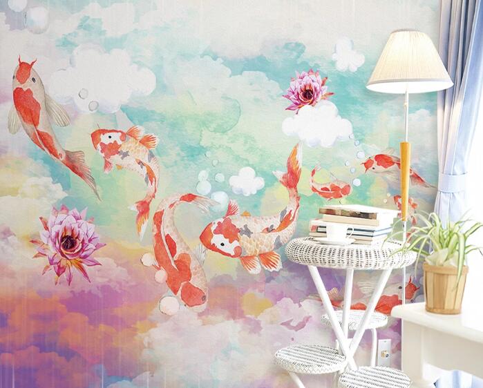 3D Red Goldfish WC78 Wall Murals Wallpaper AJ Wallpaper 2