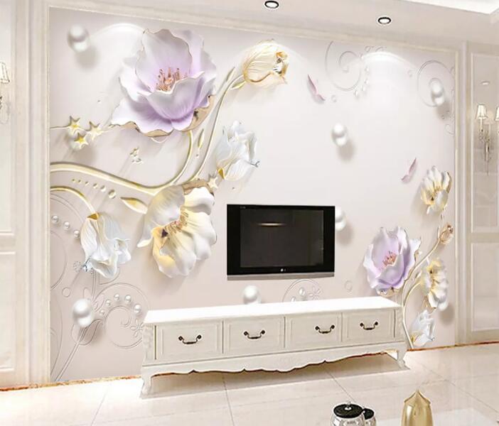 3D Pearl Flower WC74 Wall Murals Wallpaper AJ Wallpaper 2