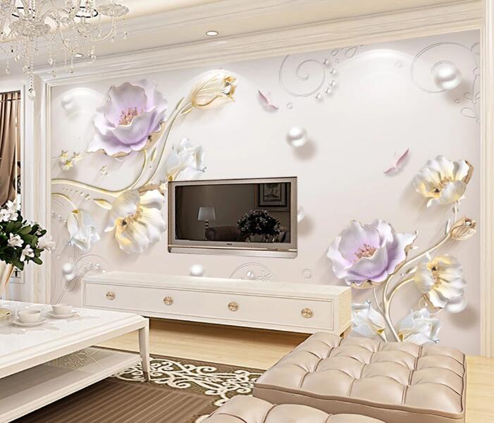 3D Pearl Flower WC74 Wall Murals Wallpaper AJ Wallpaper 2