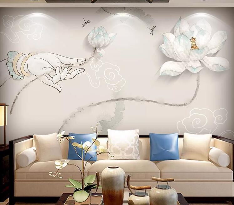 3D White Lotus WC68 Wall Murals Wallpaper AJ Wallpaper 2