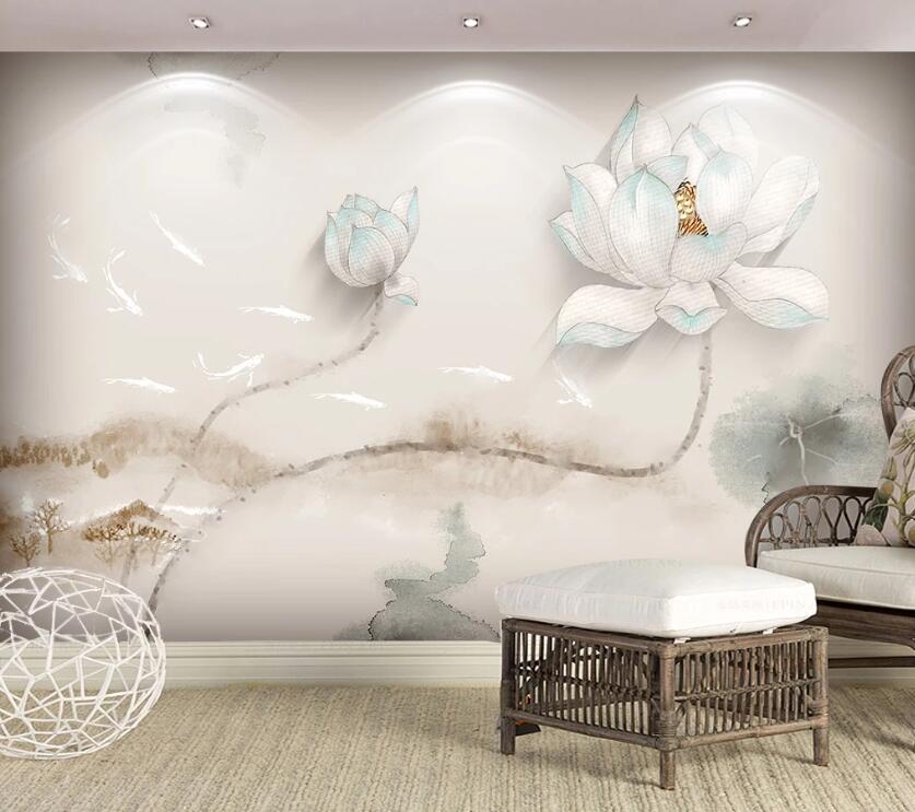 3D White Lotus WC62 Wall Murals Wallpaper AJ Wallpaper 2