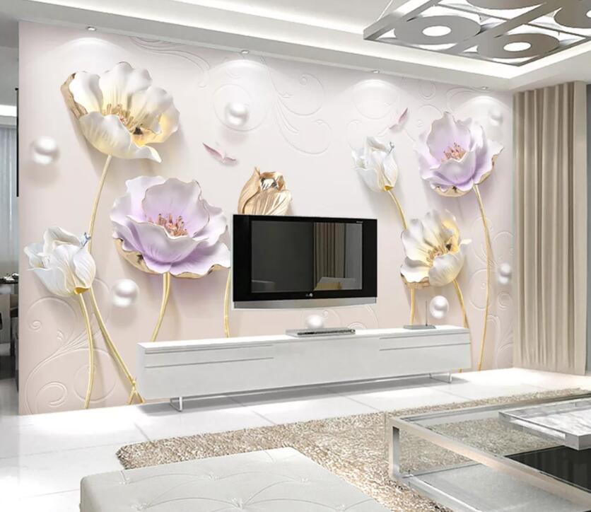 3D Pearl Flower WC60 Wall Murals Wallpaper AJ Wallpaper 2