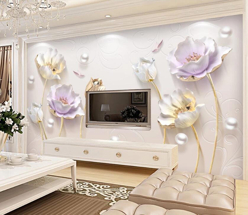 3D Pearl Flower WC60 Wall Murals Wallpaper AJ Wallpaper 2