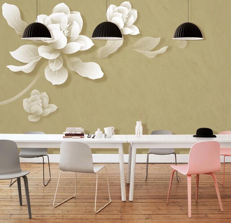 3D White Petals WC52 Wall Murals Wallpaper AJ Wallpaper 2