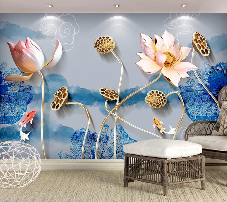 3D Lotus WC44 Wall Murals Wallpaper AJ Wallpaper 2