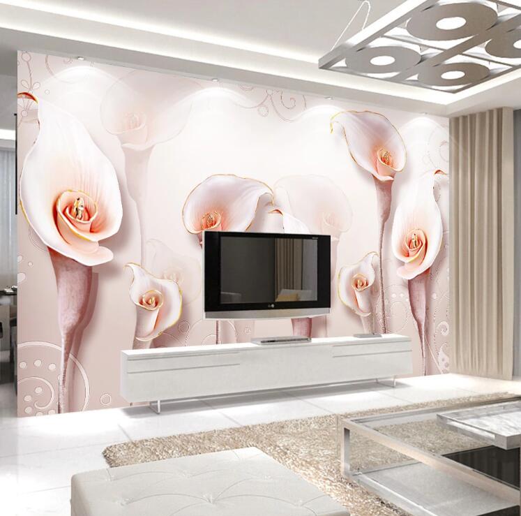 3D Pink Flowers WC27 Wall Murals Wallpaper AJ Wallpaper 2