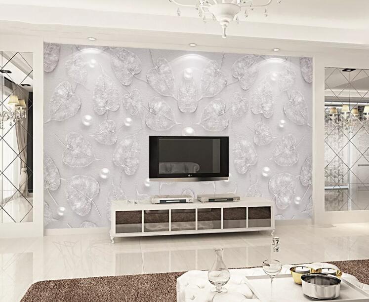 3D Pearl Leaves WC1410 Wall Murals