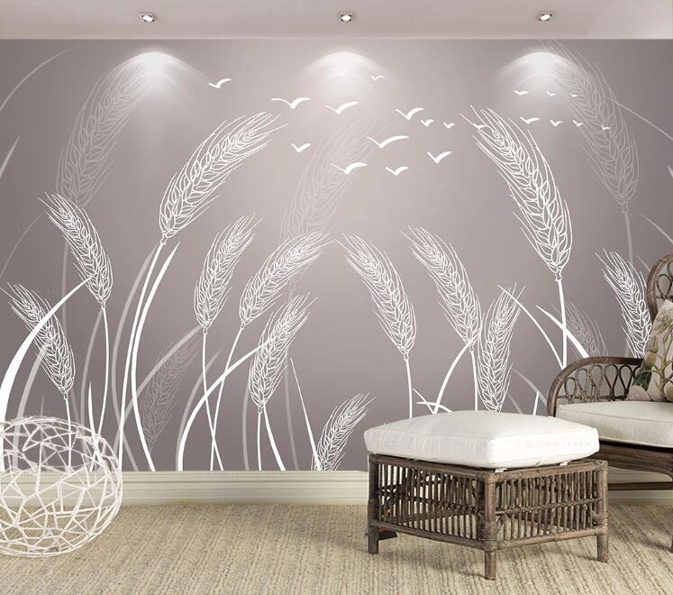 3D Grey Wheat WC22 Wall Murals Wallpaper AJ Wallpaper 2