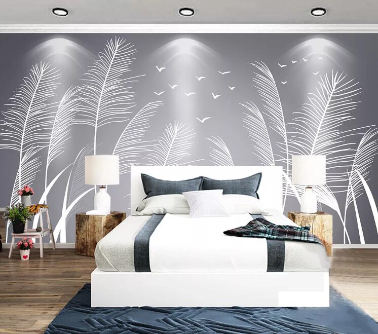 3D Line Leaves WC19 Wall Murals Wallpaper AJ Wallpaper 2