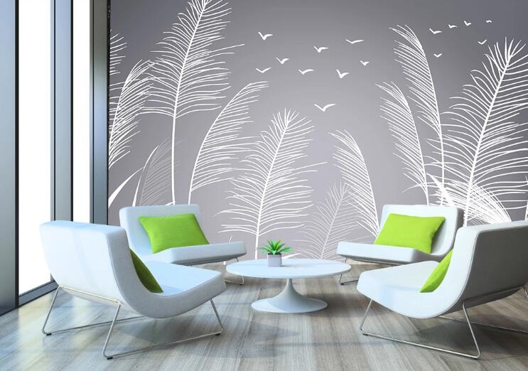 3D Line Leaves WC19 Wall Murals Wallpaper AJ Wallpaper 2