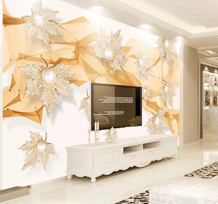 3D Leaf Pearl WC1392 Wall Murals