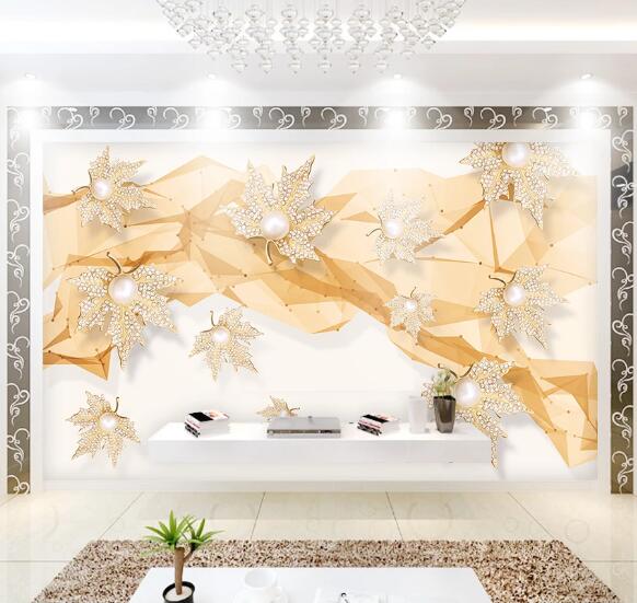 3D Diamond Leaves WC08 Wall Murals Wallpaper AJ Wallpaper 2