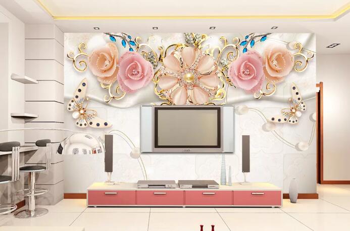 3D Diamond Flower WC03 Wall Murals Wallpaper AJ Wallpaper 2
