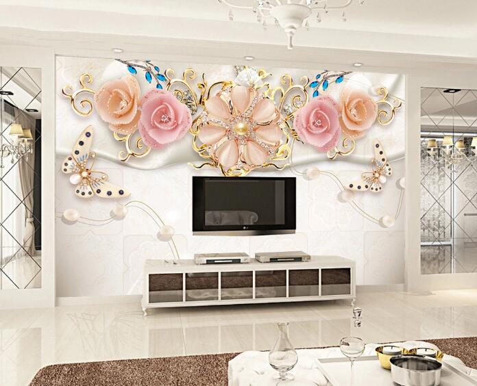 3D Diamond Flower WC03 Wall Murals Wallpaper AJ Wallpaper 2