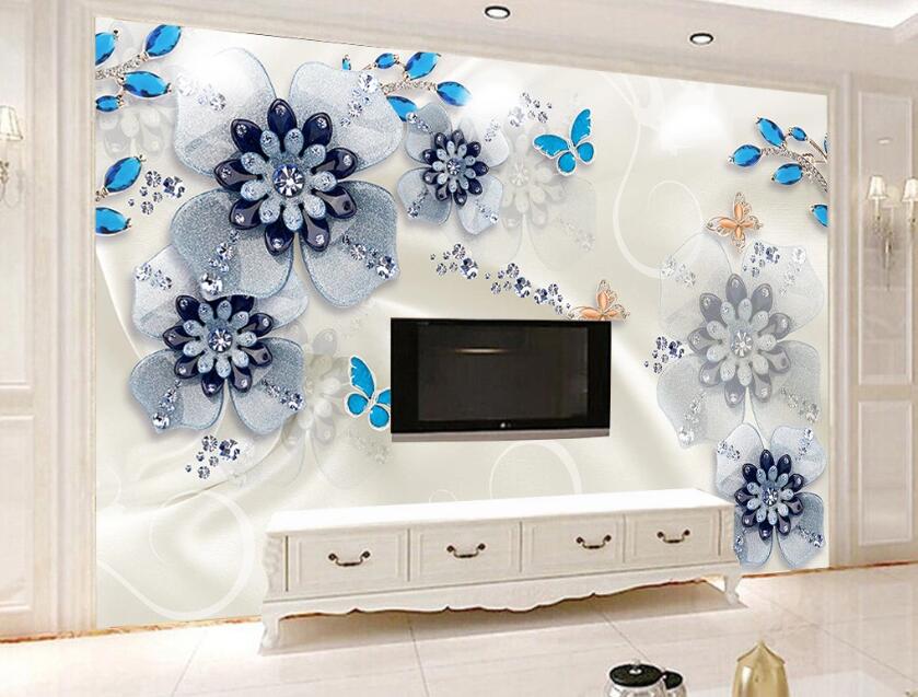 3D Diamond Flower WC02 Wall Murals Wallpaper AJ Wallpaper 2