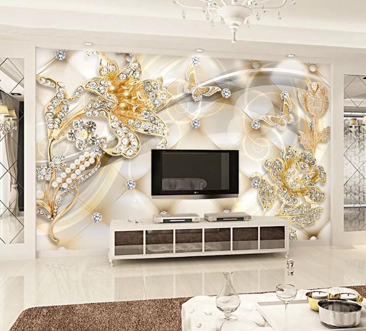 3D Diamond Flower WC97 Wall Murals Wallpaper AJ Wallpaper 2