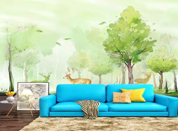 3D Green Woods WC87 Wall Murals Wallpaper AJ Wallpaper 2