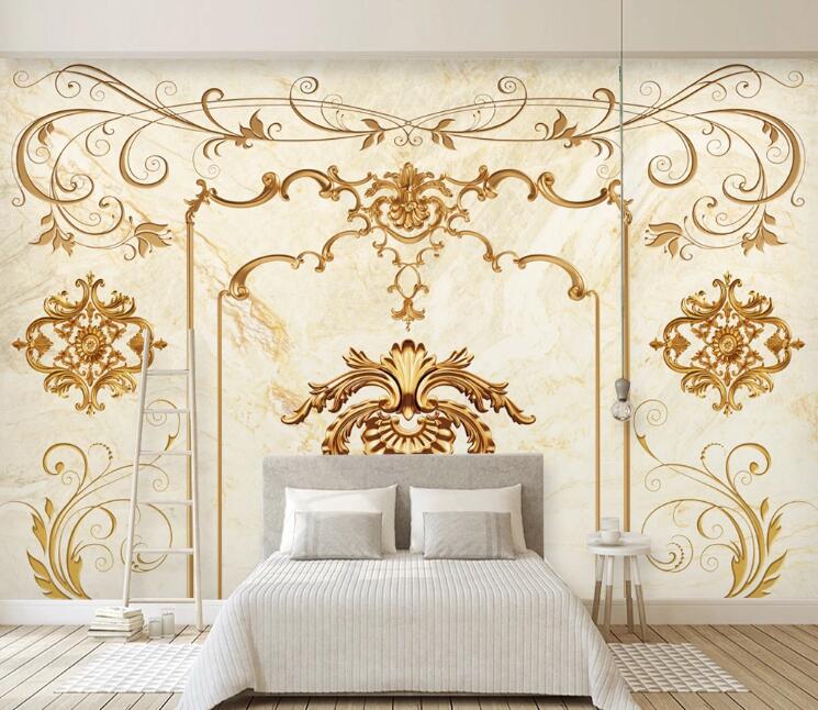 3D Golden Stripes WC76 Wall Murals Wallpaper AJ Wallpaper 2