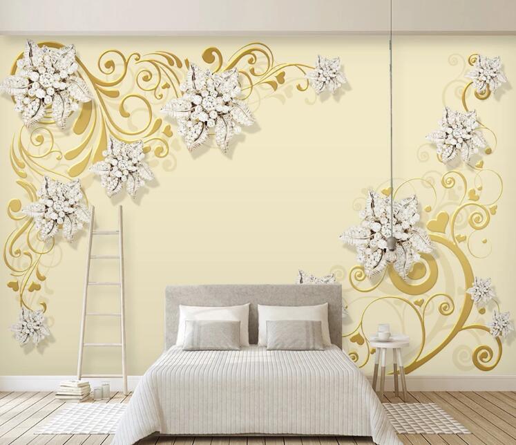 3D Diamond Flower WC71 Wall Murals Wallpaper AJ Wallpaper 2