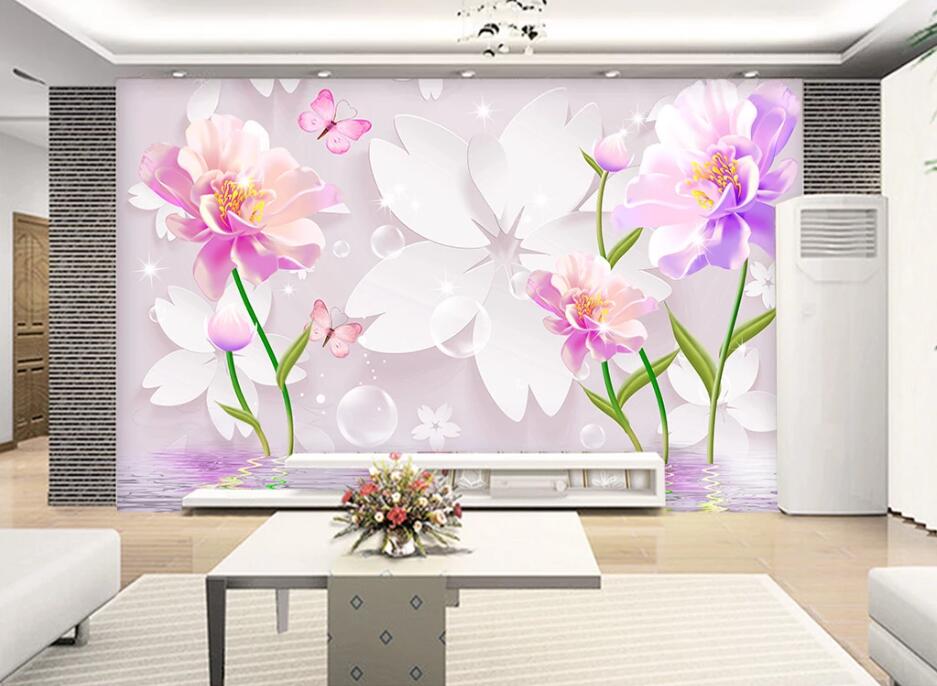 3D Pink Butterfly WC1348 Wall Murals
