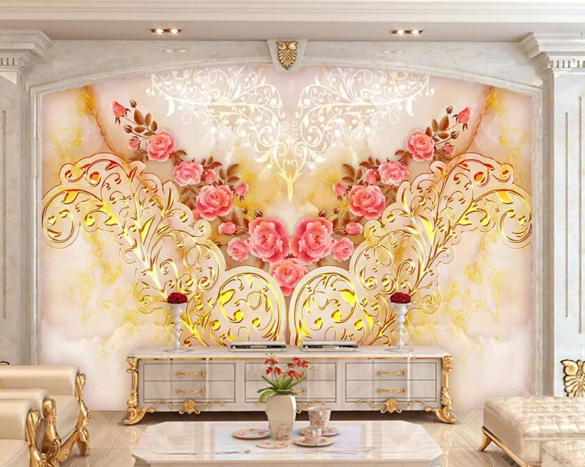3D Pink Rose WC55 Wall Murals Wallpaper AJ Wallpaper 2