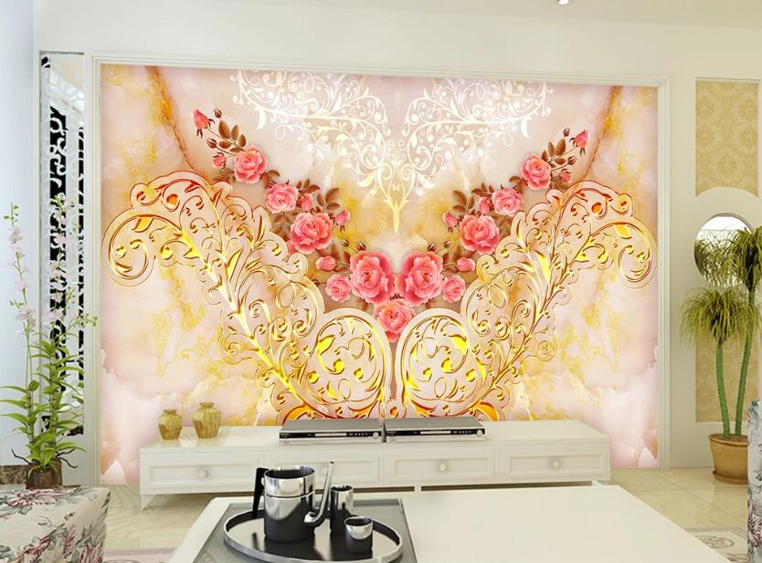 3D Pink Rose WC55 Wall Murals Wallpaper AJ Wallpaper 2