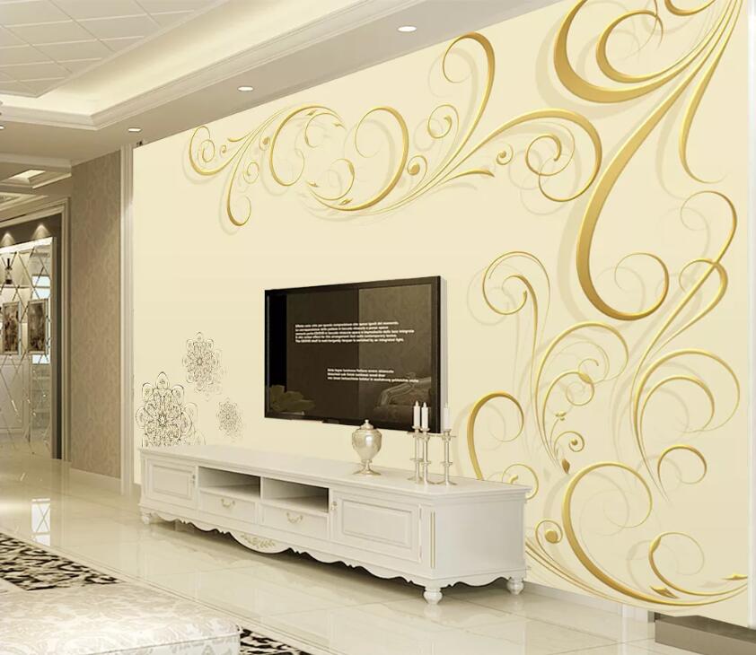 3D Golden Stripes WC53 Wall Murals Wallpaper AJ Wallpaper 2