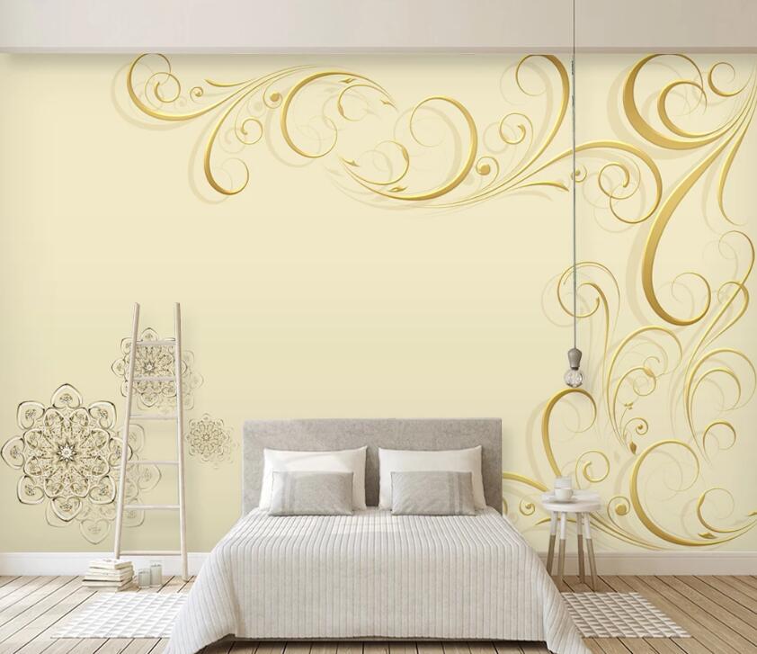 3D Golden Stripes WC53 Wall Murals Wallpaper AJ Wallpaper 2