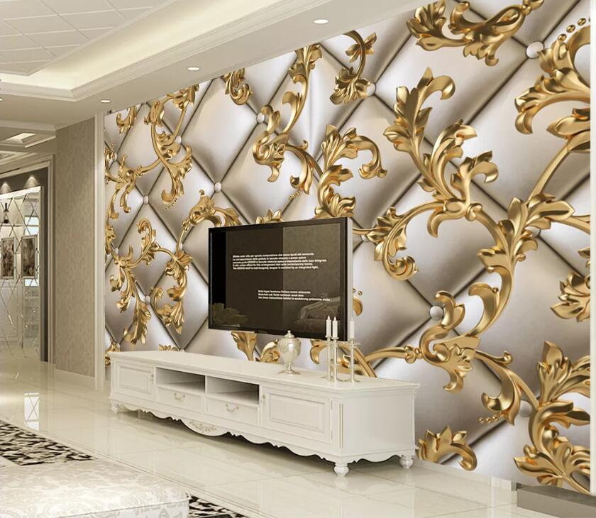 3D Golden Pattern WC1333 Wall Murals