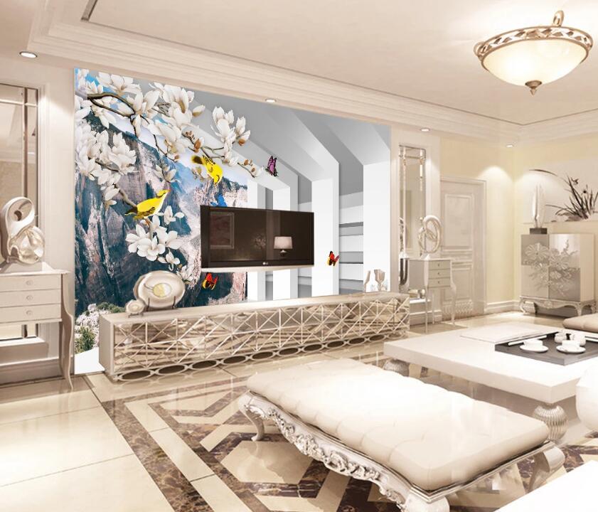 3D Flower Butterfly WC33 Wall Murals Wallpaper AJ Wallpaper 2