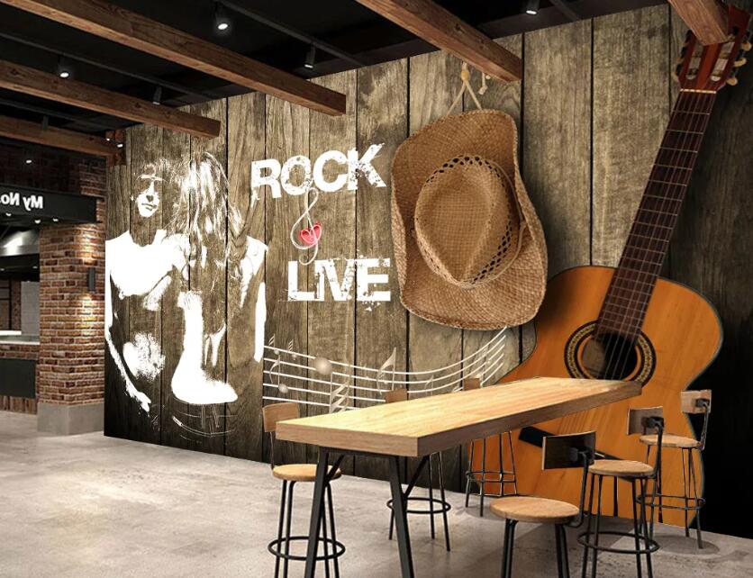 3D Hat Guitar WC1308 Wall Murals